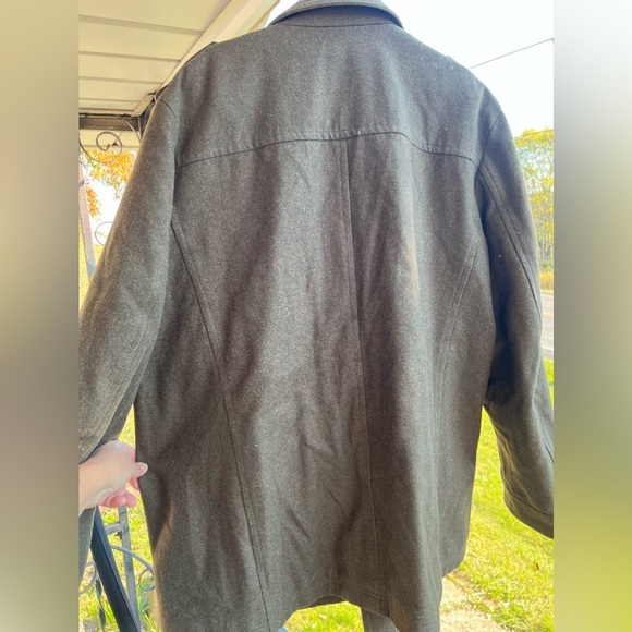 Levi's Men's XL Brown/Green Wool Dble-Breasted Wool-Blend Peacoat w/ Puffer Bib - Picture 2 of 7